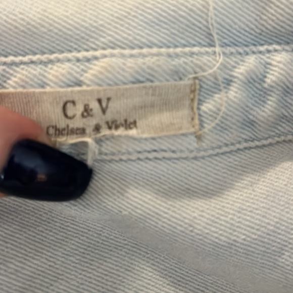 Vintage Chelsea & Violet Evil Eye crop washed denim jacket O/S - Picture 2 of 8